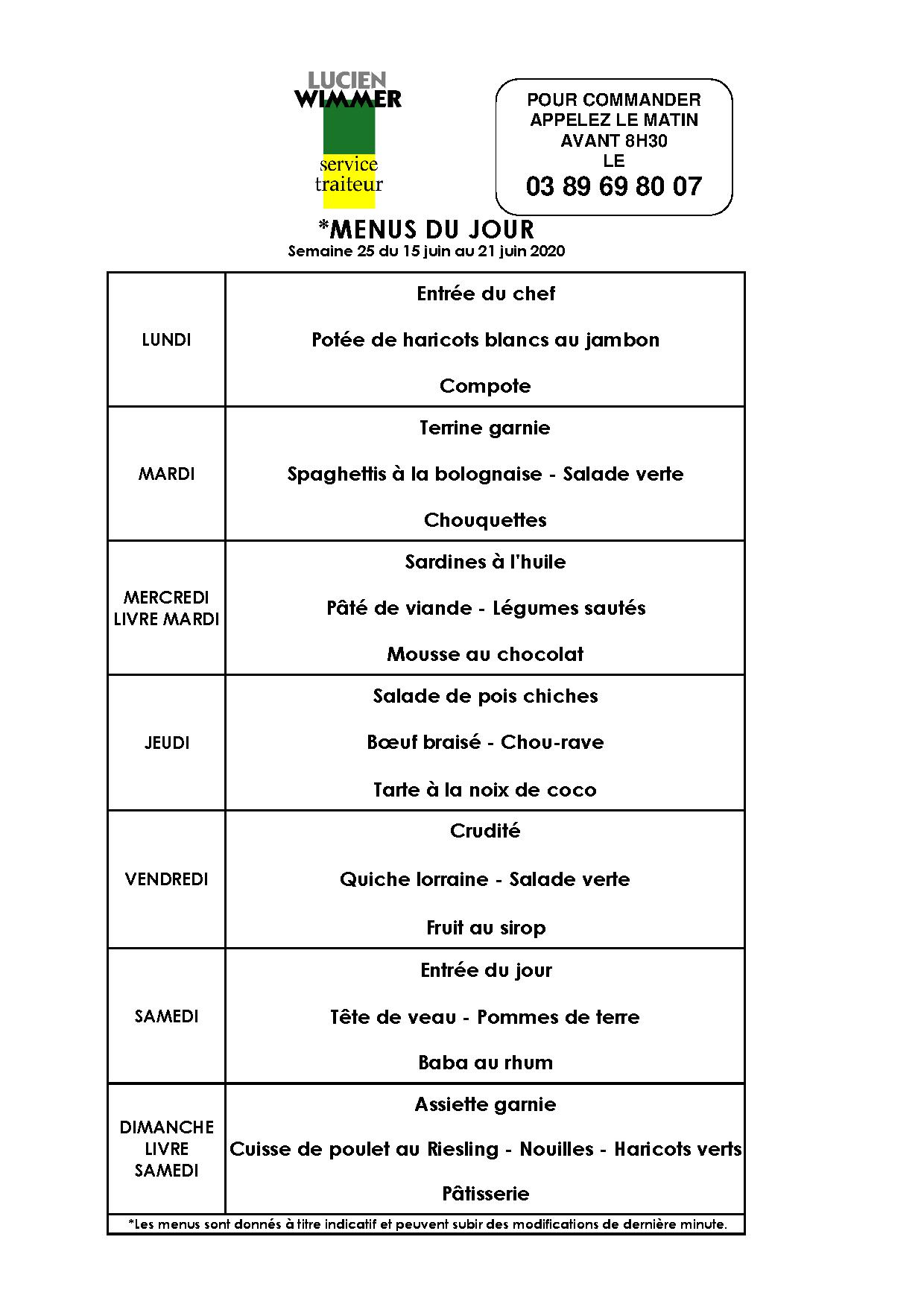 Traiteur Du Ried Menu De La Semaine